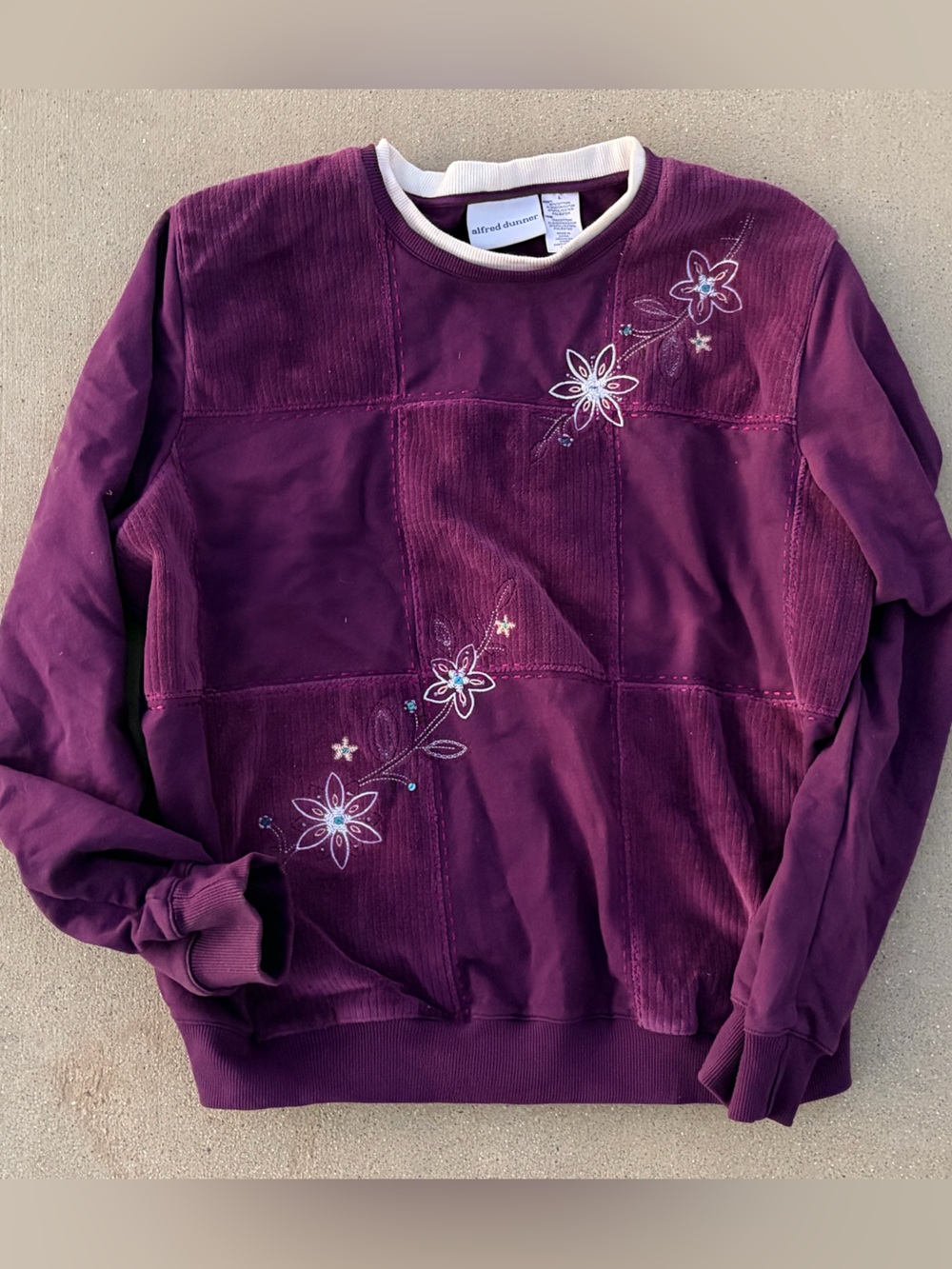 Alfred Dunner Purple Floral Stitch-Accent